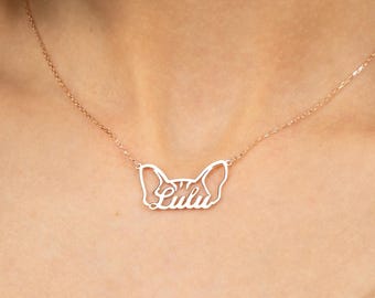 Collier prénom pour chien, Collier oreilles de chien design, Cadeau de Noël, Bijoux pour animal de compagnie, Cadeau commémoratif pour animal de compagnie, Oreilles de chien avec prénom personnalisé, Bijoux animaux