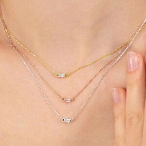 Dainty Baguette Diamond Necklace, Wedding Necklaces, Gift For Mom, Dainty Necklace,Bridal Necklace,Bridesmaid Necklace,Perfect Gift for Her