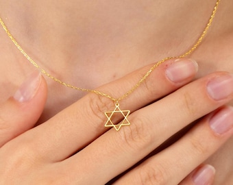 Tiny Star of David Necklace, Minimalist Jewish Star Charm, Religious Star Necklace, Sterling Silver Magen David, Dainty Star of David