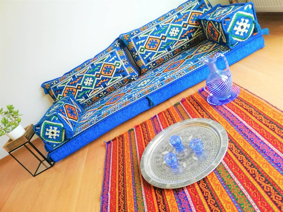 Blue Floor Couch Oriental Design Traditional Floor Couch Etsy