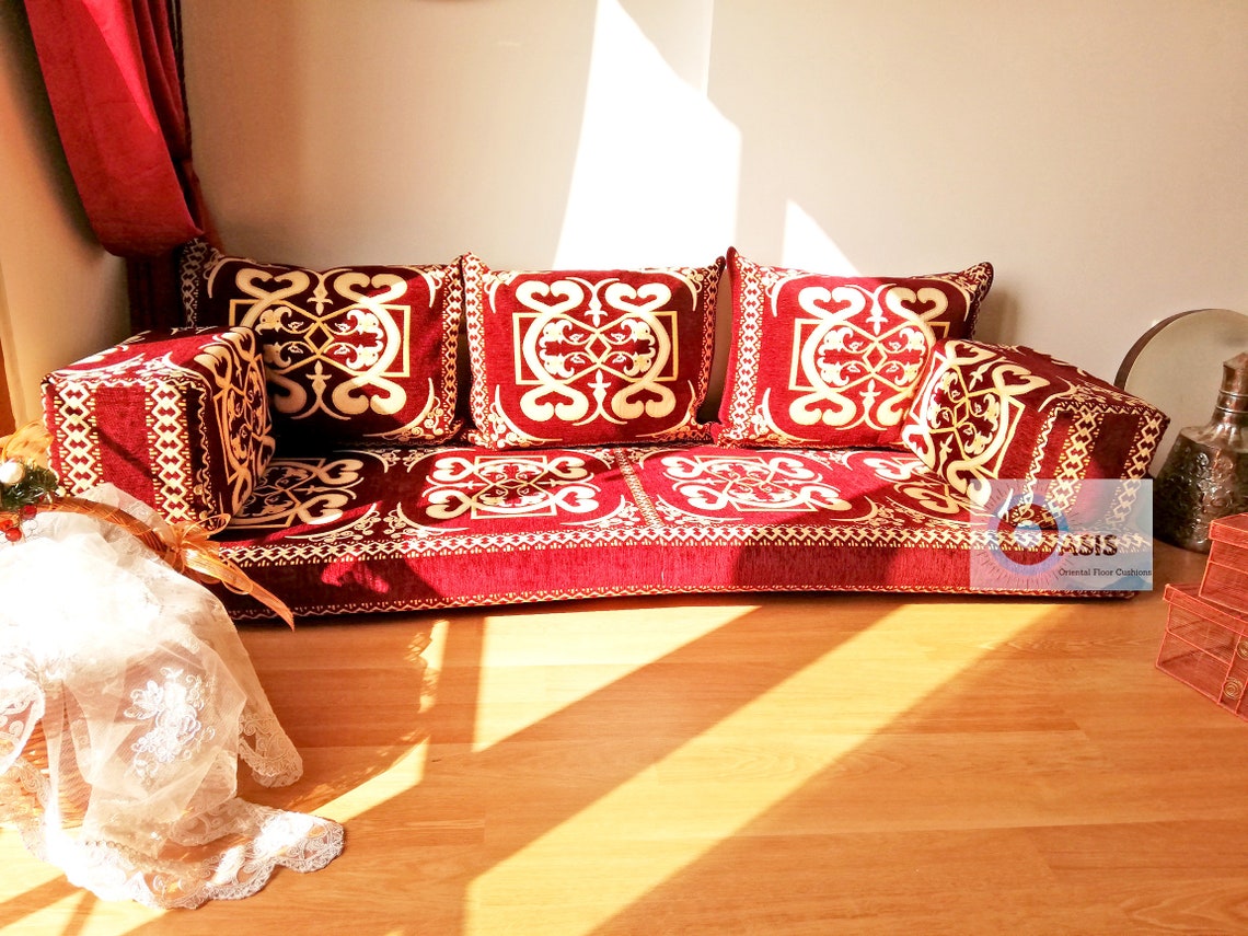 Maroon arabic majlis arabic floor sofa floor couch moroccan Etsy
