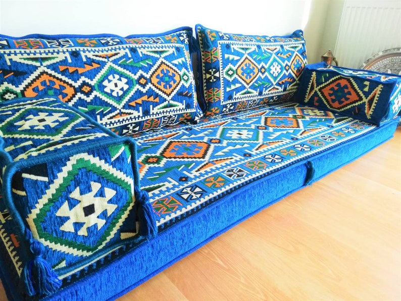 Blue Floor Couch Oriental Design Traditional Floor Couch Etsy