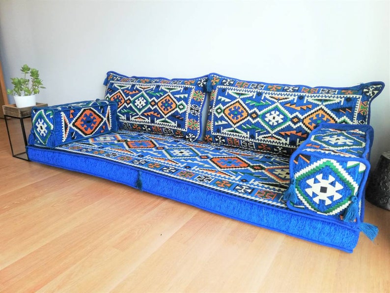 Blue Floor Couch Oriental Design Traditional Floor Couch Etsy