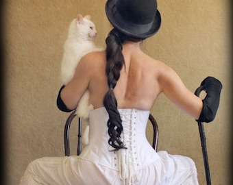 Handmade blank greeting card "Corset & Cat" featuring original photography by Beth Trepper