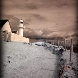 Handmade blank greeting card &quot;Dingle Lighthouse, Kerry, Ireland&quot; featuring original infrared photography by Beth Trepper