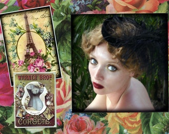 Vintage Romance! One-of-a-kind card "Coco in Paris" featuring original photo collage by Beth Trepper with Quote by Oliver Wendell Holmes