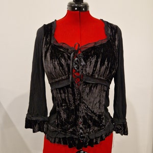 Gothic victorian vampire laced 3/4 sleeve velvet blouse
