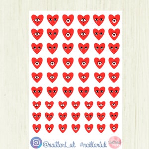 Hearts With Eyes Decals - Nail art waterslide decals / stickers