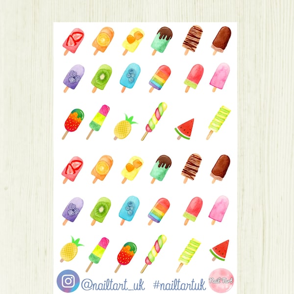 Nail art waterslide decals / stickers - Ice Lollies / Popsicles