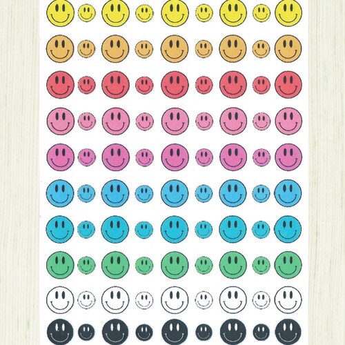 Smiley Nail Art Decals Stickers - Etsy
