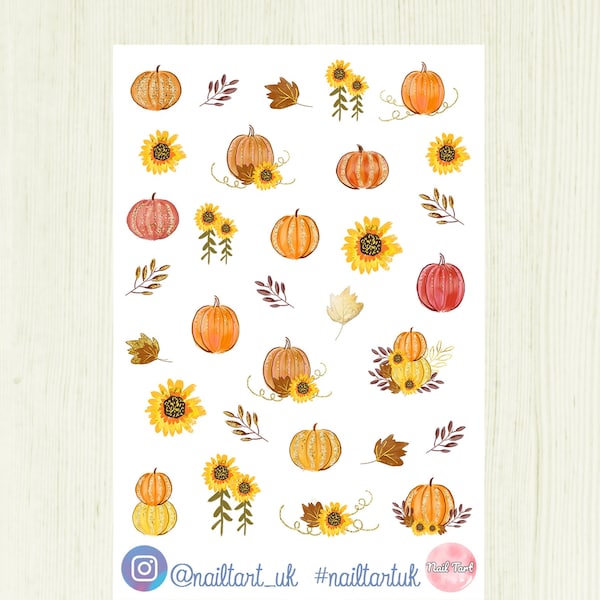 Nail art waterslide decals / stickers - Autumn & Fall Halloween Pumpkins