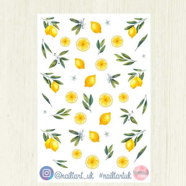 Nail art waterslide decals / stickers - Tropical Summer Lemon & Orange Fruit Decals