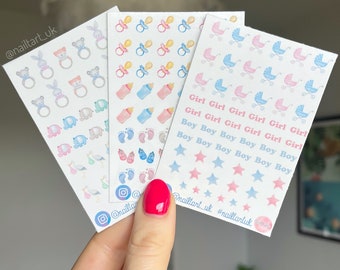 Baby Shower Nail Decal Bundle  - Nail art waterslide decals / stickers