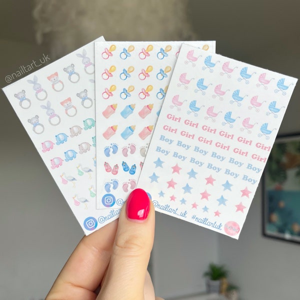 Baby Shower Nail Decal Bundle  - Nail art waterslide decals / stickers