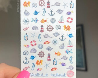 Nail art waterslide decals / stickers - Nautical Sea Shell Sheet