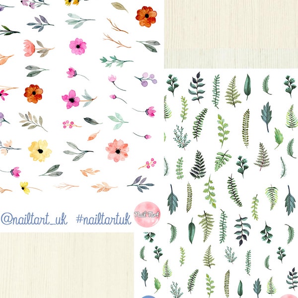 Nail art waterslide decals / stickers - Country Garden Floral & Botanical Decals