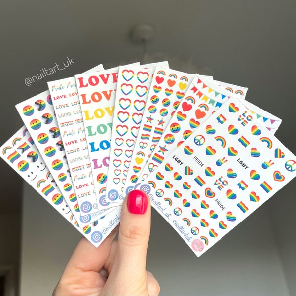 Nail art waterslide decals / stickers - Rainbow Pride LGBTQ+ nail decals