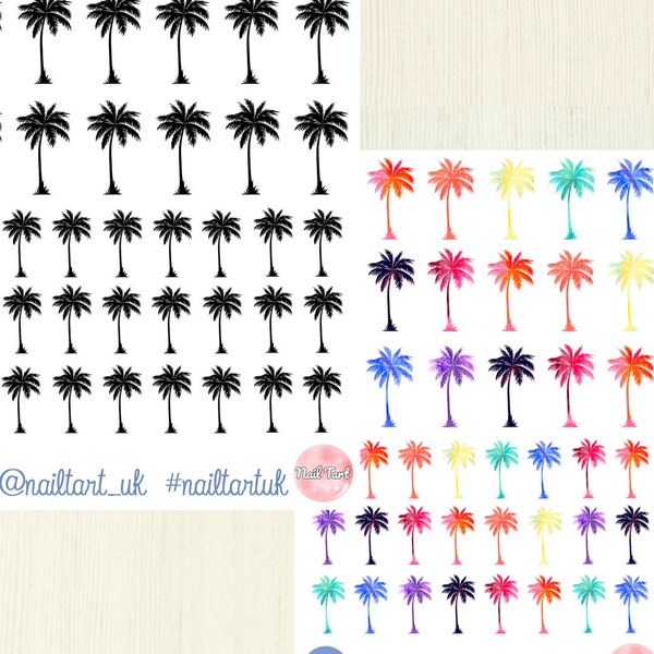 Palm Tree Nail Decals Etsy