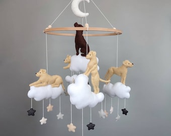 Brown labrador baby mobile felt nursery decor, yellow lab mobile baby shower gift, crib dog mobile hanging decor, custom dog lover mobile