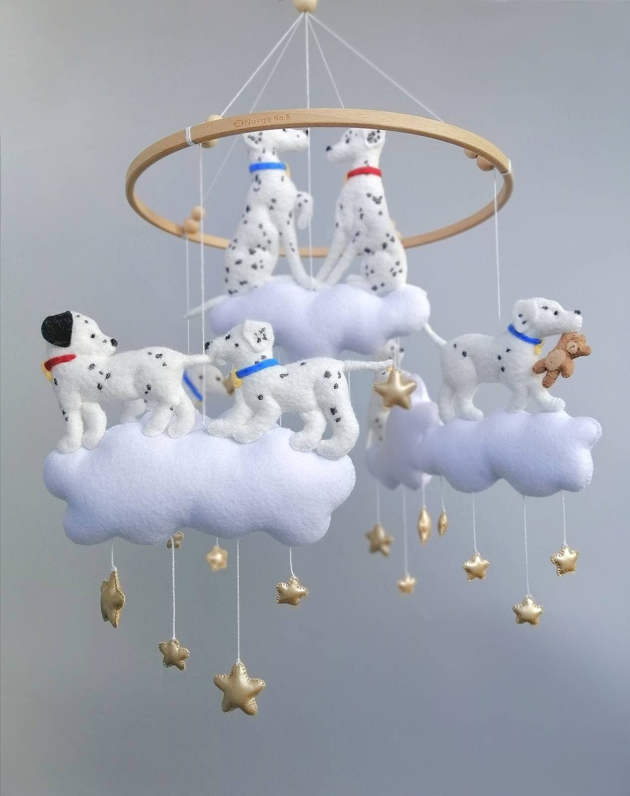 Dalmatian dog mobile nursery decor felt dalmatian puppy Etsy
