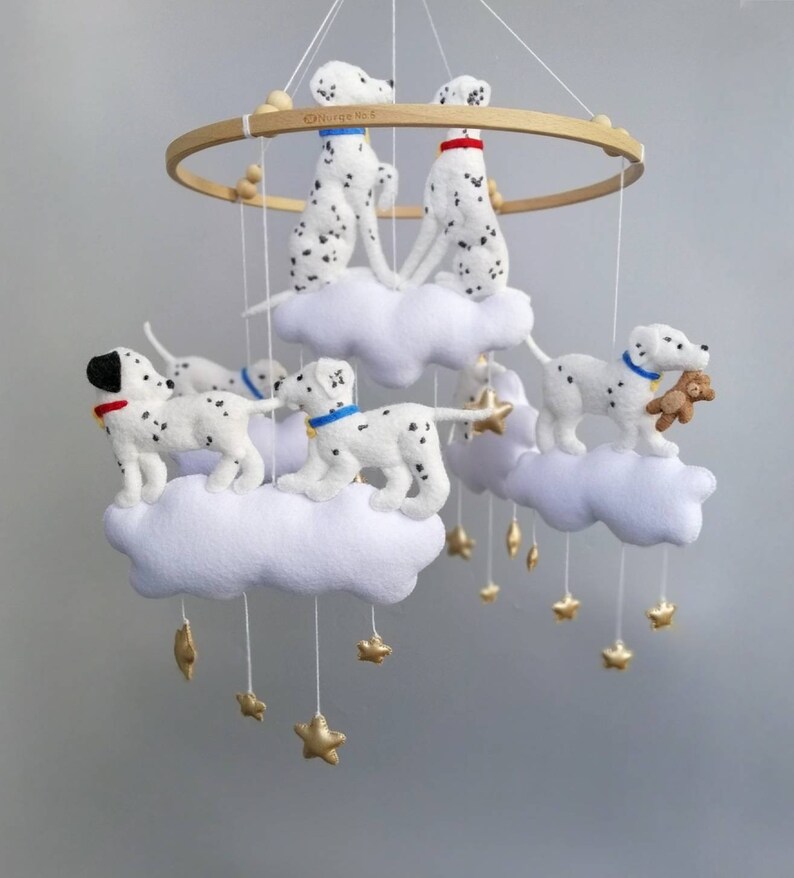 Dalmatian Dog Mobile Nursery Decor Felt Dalmatian Puppy Etsy