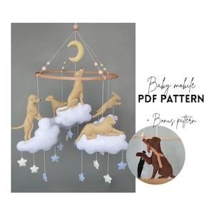 PDF pattern Labrador dog baby mobile, digital file printable pattern