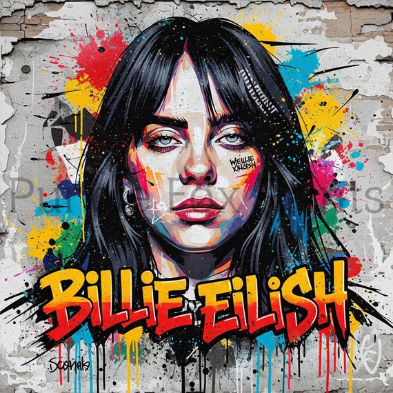 Billie Eilish Graffiti Art Print: Bad Guy Comic Style