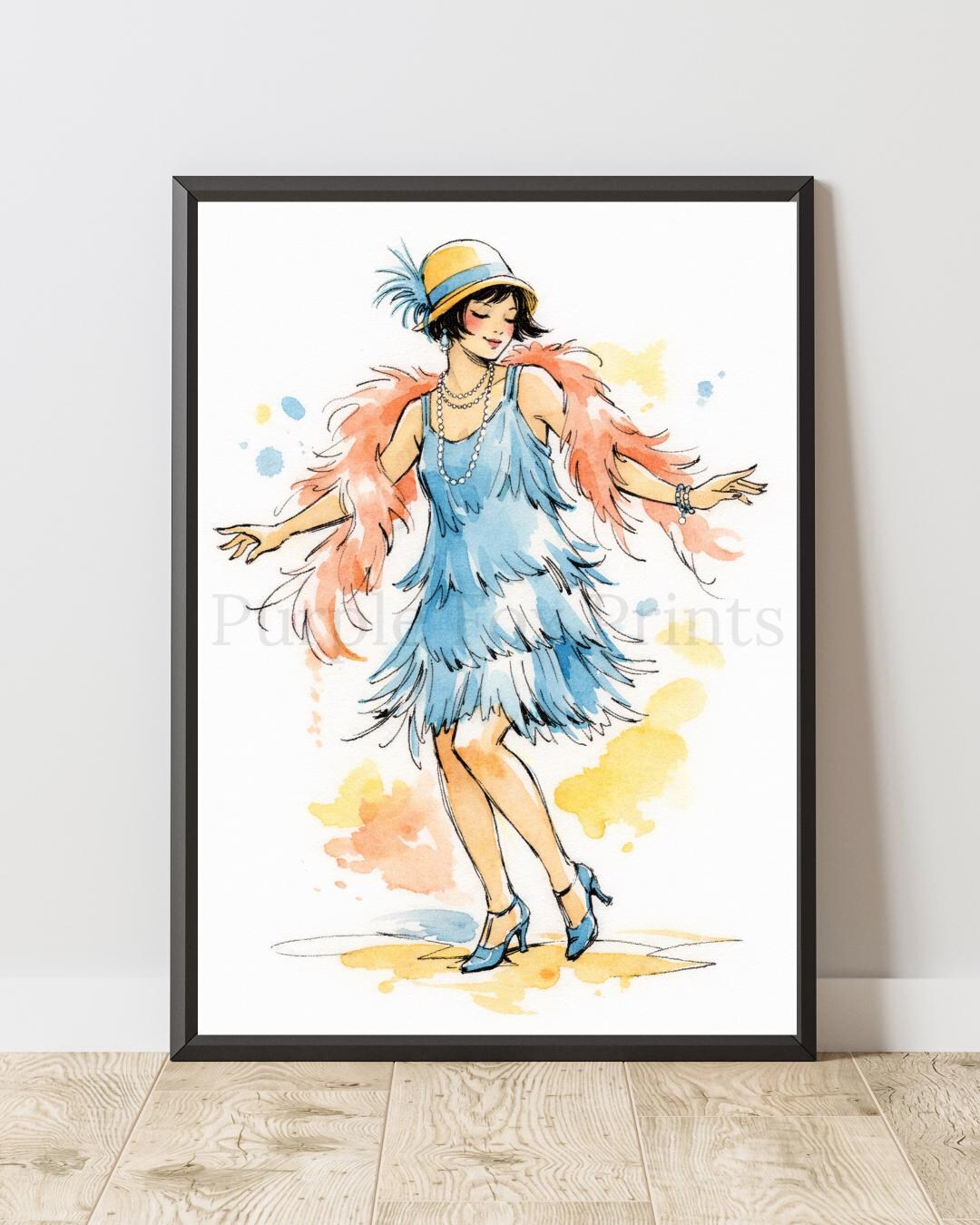 1920s Flapper Art Print | Art Deco Woman Illustration | Vintage Jazz ...