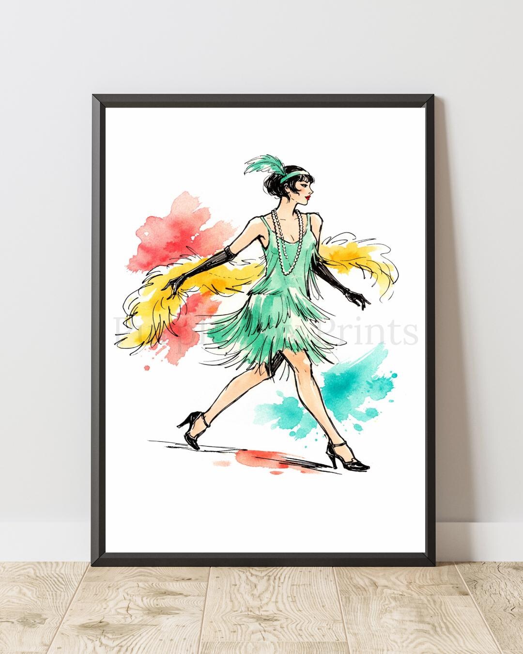 1920s Flapper Art Print | Art Deco Jazz Age Illustration | Vintage ...