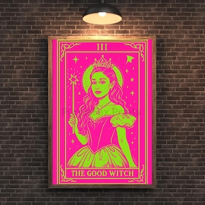 Ariana Grande x Glinda x Wicked tarotkaart digitale print | Filmafdruk | Digitale download | Neon | Zwaartekracht trotseren | Verschillende maten beschikbaar