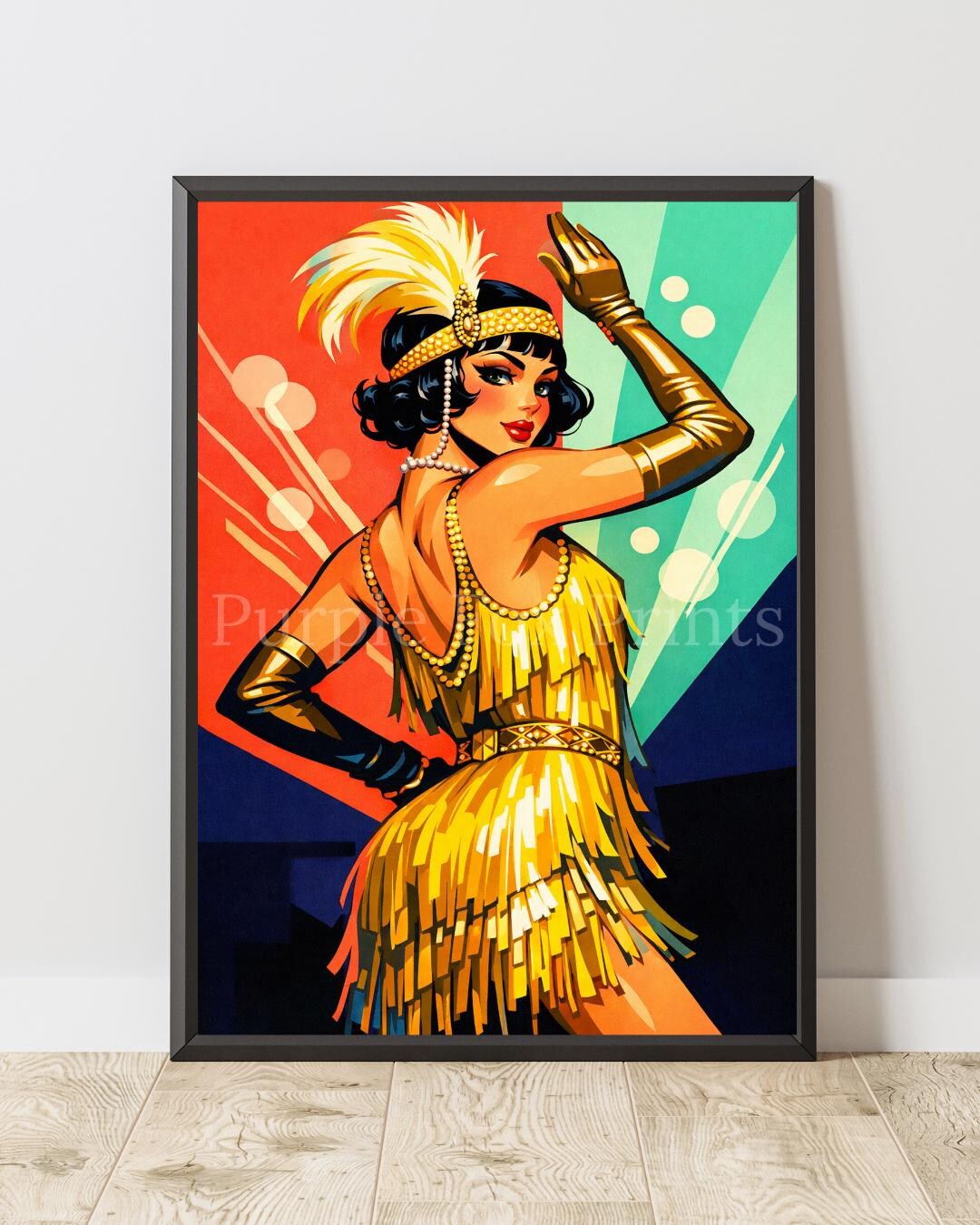 Art Deco Flapper Wall Art Print | Vintage Disco Glam Illustration ...