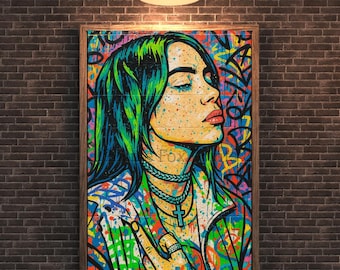Billie Eilish Digital Graffiti Print | Bad Guy | Hit Me Hard & Soft | Wall Art | Retro | Digital Download | Printable | Various Sizes