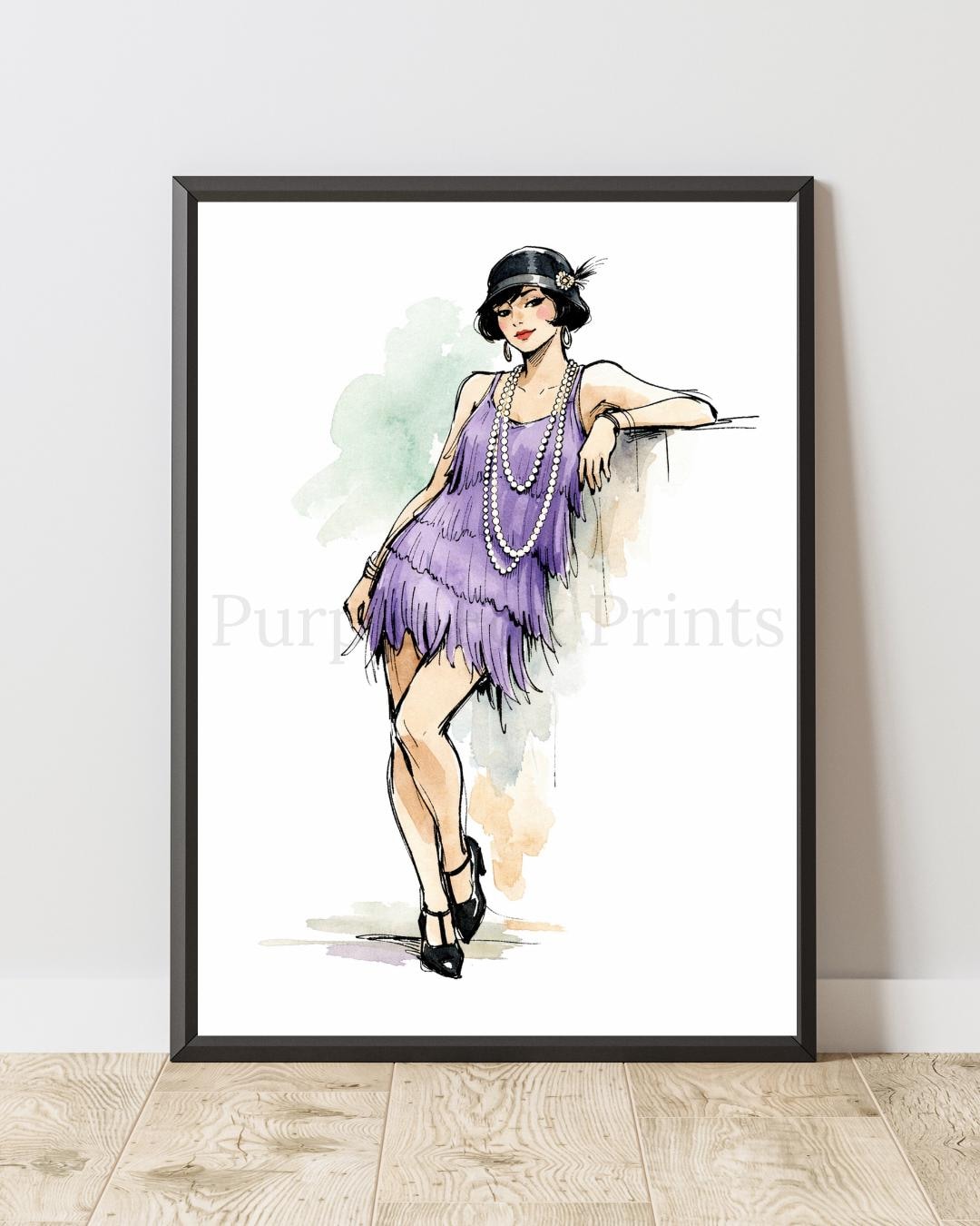1920s Flapper Girl Art Print | Art Deco Fashion Illustration | Roaring ...