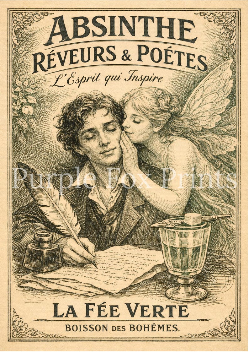 Absinthe Belle Époque Digital Art Print | Green Fairy | Poets Writers ...
