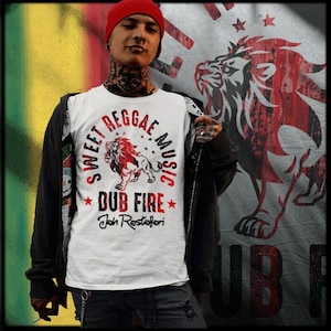 Reggae Haile Selassie Love Jah King Rastafari Irie Lion fire T-Shirt Rastafarian Roots Reggae Rastaman King Conqueror Dub Vibe tee