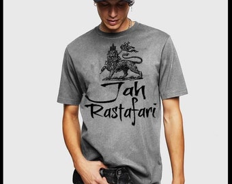 Jah Rastafari Lion t-shirt  Haile Selassie Rastafarian Jamaican roots Rasta Reggae Music Tee