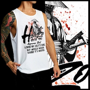 Japanese samurai White tank top Bushido way of the warrior Japan Edo Era Warrior Class Katana Japanese Steel Singlet