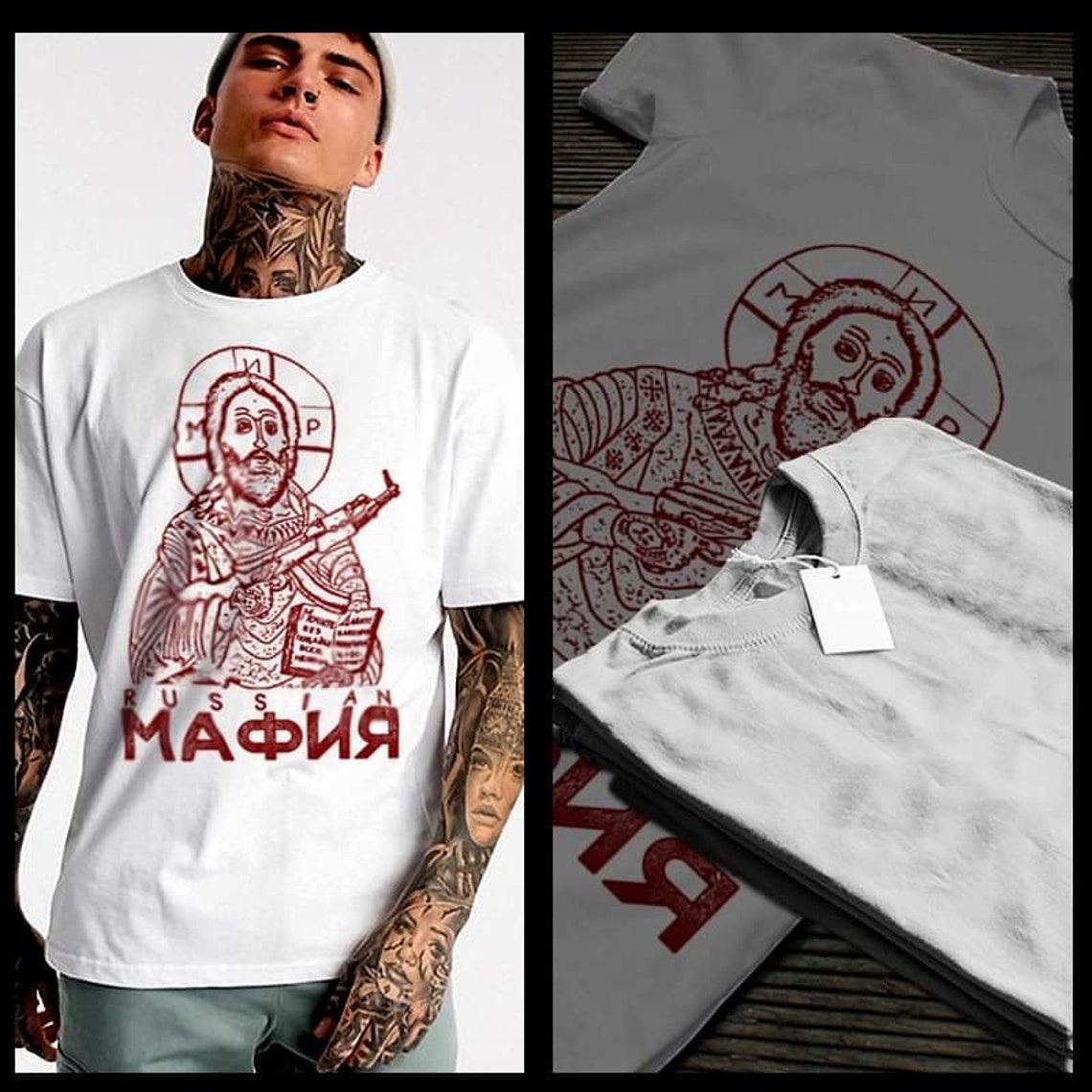 Russian Mafia T-shirt Gangster Tattoos With Rifle Mobster - Etsy