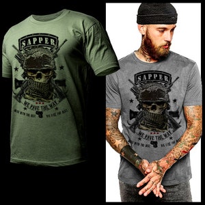 Military Combat Engineer Sapper Action T-Shirt Spec Operation Commandos Iraq Afghanistan Combat Veteran short sleeve T-shirt size S-2XL