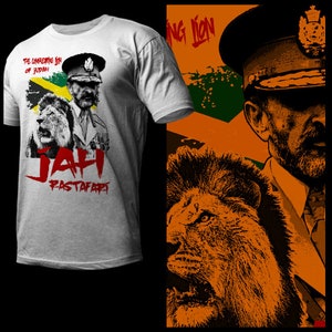 Haile Selassie Jah Rastafari T-Shirt Rastafarian Roots Reggae  Ital Vibration Rootical Dub Music Conqueror Tee