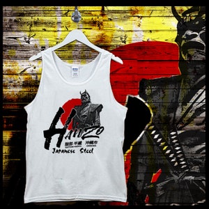 Japanese samurai White tank top Bushido way of the warrior Japan Edo Era Warrior Class Katana Japanese Steel Singlet