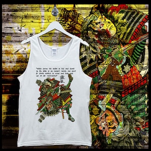 Japanese samurai White tank top Bushido way of the warrior Japan Edo Era Warrior Class Katana Japanese Steel Singlet