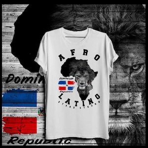 Afro Latino Dominican Republic Flag T-shirt DR Pride and Culture African and Latin Roots