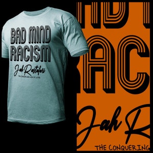 Reggae Bad mind Racism Haile Selassie Jah Rastafari T-Shirt Rastafarian Roots Reggae  Ital Vibration Dub Music Tee