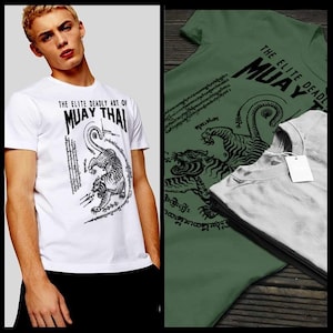 Muay Thai Thailand Sak vicious Yant Tiger roar Tattoo Thai Boxer Martial Arts T-Shirt
