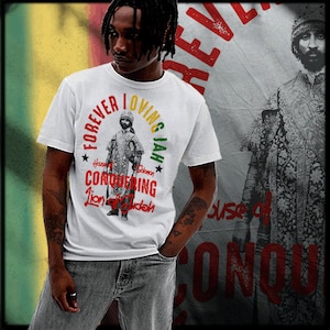 Reggae Haile Selassie Love Jah Rastafari Irie Lion Mon T-Shirt Rastafarian Roots Reggae Rastaman King Conqueror Dub tee