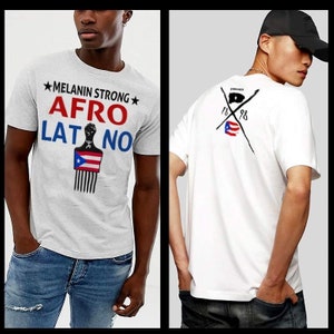 Puerto Rico Afro pick T-shirt Puerto Rican Boricua Afro Latino Pride and Culture puerto rico map and flag