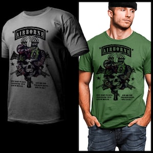 Military Airborne Paratrooper Combat Action Infantry T-Shirt Spec Operation Commando Iraq Afghanistan Combat Veteran short sleeve Size S-2XL