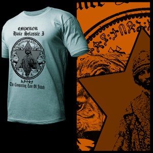 Haile Selassie Jah Rastafari T-Shirt Rastafarian Roots Reggae  Ital Vibration Rootical Dub Music Conqueror Tee