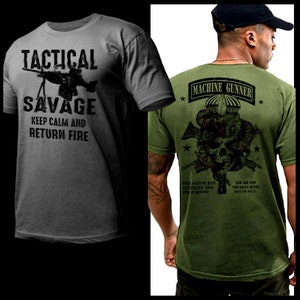 Military Machine Gunner Infantry T-Shirt  Tactical Spec Operation Commandos Iraq Afghanistan Combat Veteran short sleeve T-shirt size S-2XL